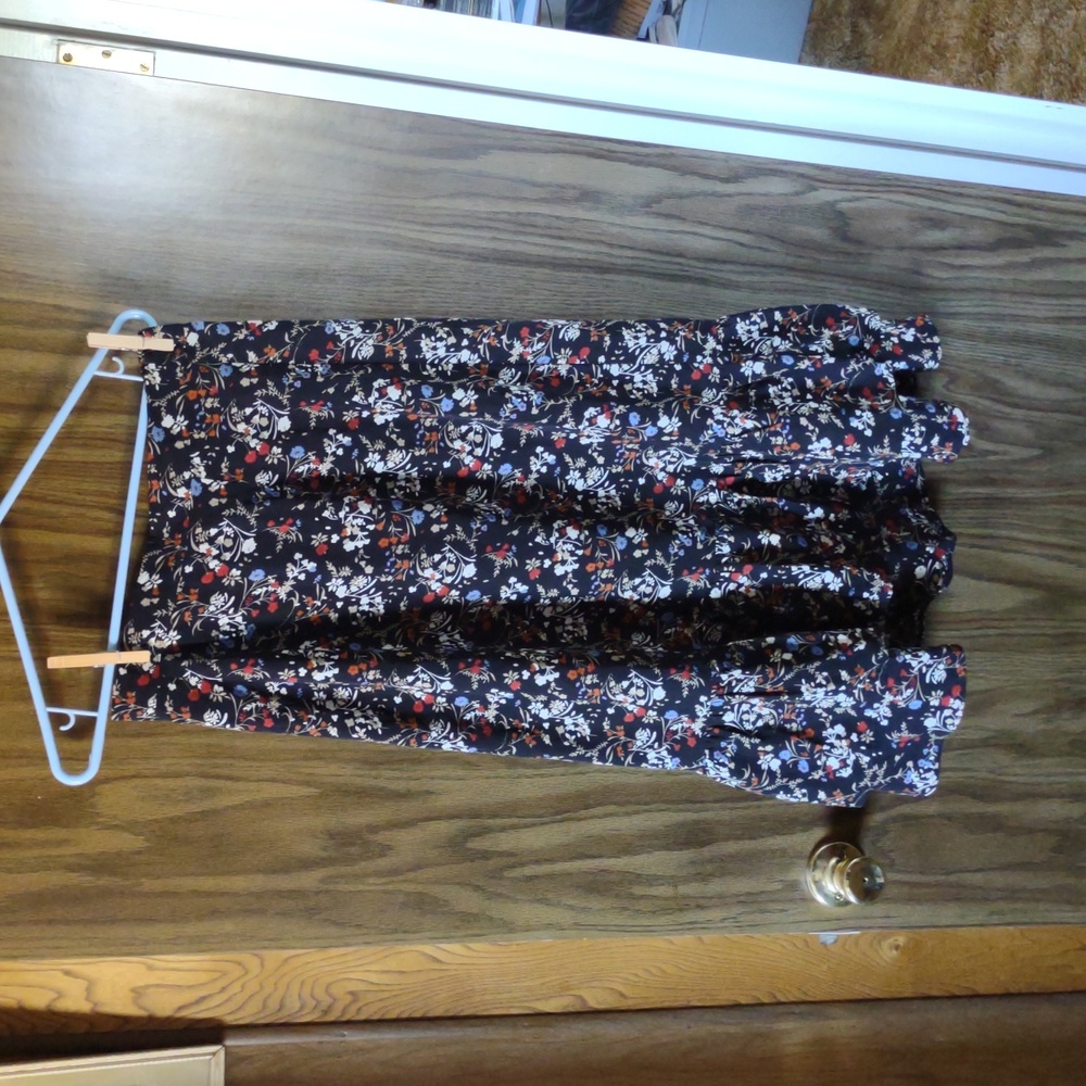 Black. Red. Blue, White Floral Skirt